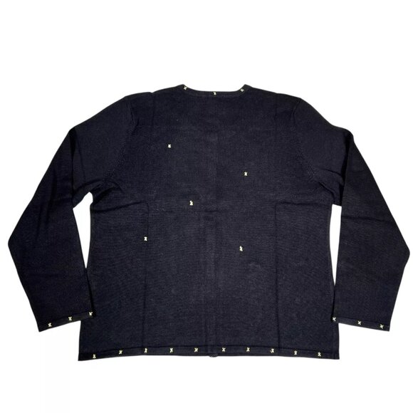 Limited Edition Appleseed's Womens Black Christmas Angels Cardigan Sweater Sz XL - Picture 2 of 16